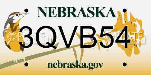 3QVB54 Nebraska License Plate