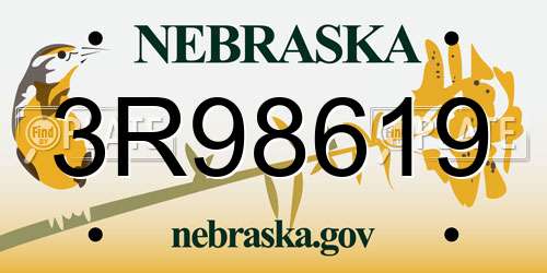 3R98619 Nebraska License Plate