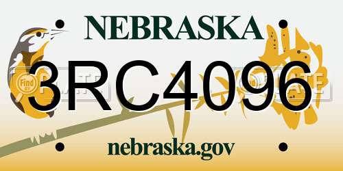 3RC4096 Nebraska License Plate