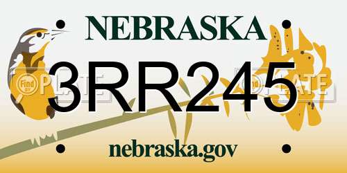 3RR245 Nebraska License Plate