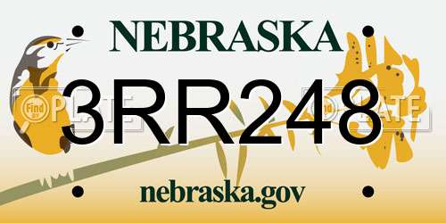 3RR248 Nebraska License Plate