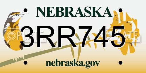 3RR745 Nebraska License Plate