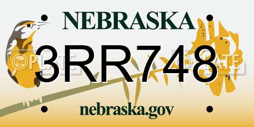 3RR748 Nebraska License Plate