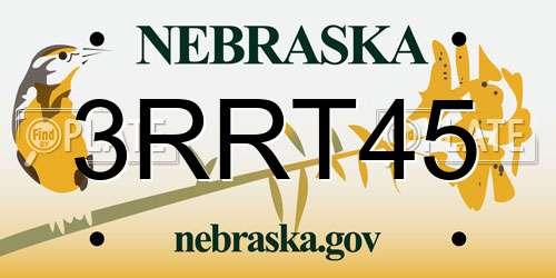 3RRT45 Nebraska License Plate