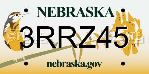 3RRZ45 Nebraska License Plate