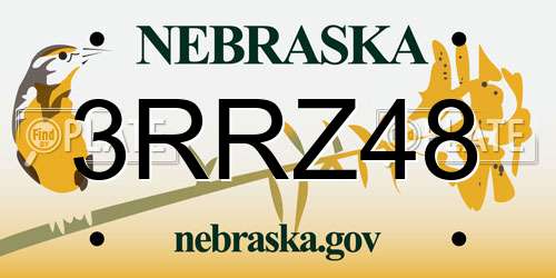 3RRZ48 Nebraska License Plate