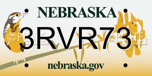 3RVR73 Nebraska License Plate