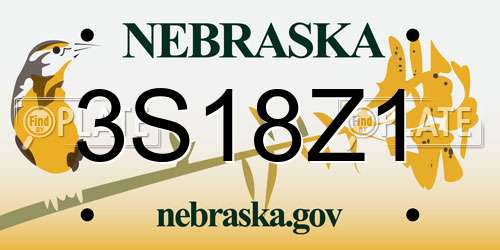 3S18Z1 Nebraska License Plate