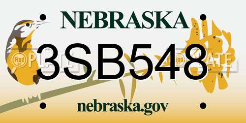 3SB548 Nebraska License Plate