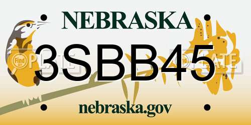 3SBB45 Nebraska License Plate