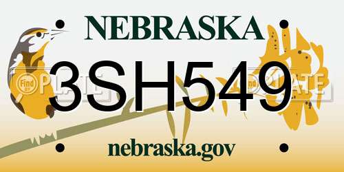 3SH549 Nebraska License Plate