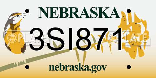 3SI871 Nebraska License Plate