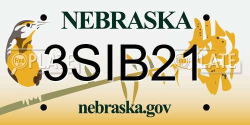 3SIB21 Nebraska License Plate