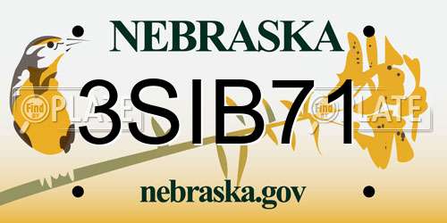 3SIB71 Nebraska License Plate