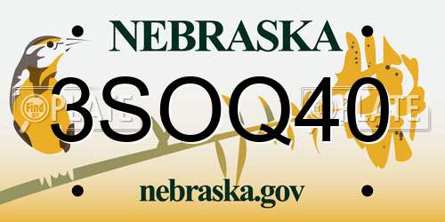 3SOQ40 Nebraska License Plate