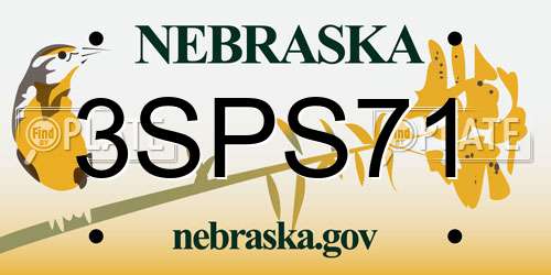 3SPS71 Nebraska License Plate