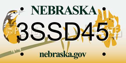 3SSD45 Nebraska License Plate