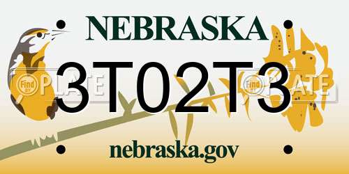 3T02T3 Nebraska License Plate