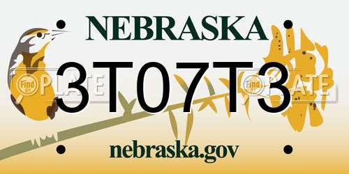 3T07T3 Nebraska License Plate