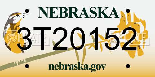 3T20152 Nebraska License Plate