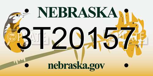 3T20157 Nebraska License Plate