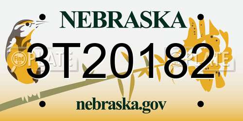 3T20182 Nebraska License Plate