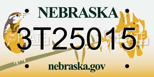 3T25015 Nebraska License Plate