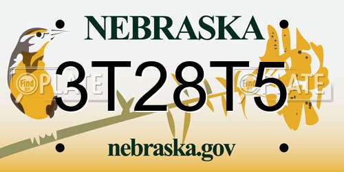 3T28T5 Nebraska License Plate