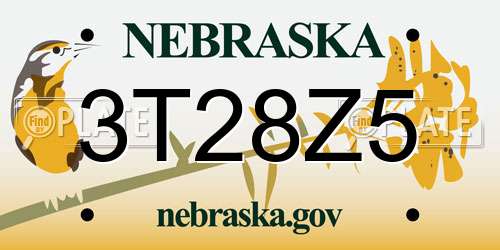 3T28Z5 Nebraska License Plate