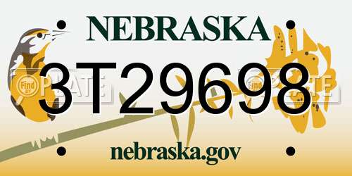 3T29698 Nebraska License Plate