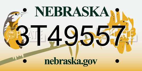 3T49557 Nebraska License Plate