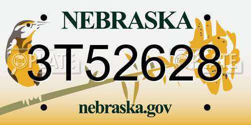 3T52628 Nebraska License Plate