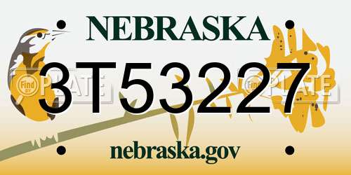 3T53227 Nebraska License Plate
