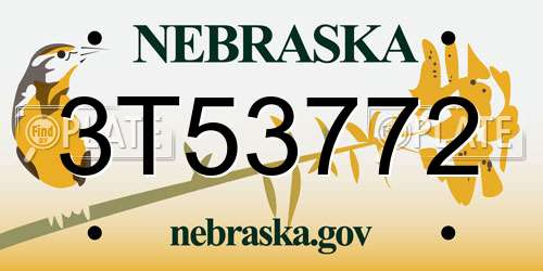 3T53772 Nebraska License Plate