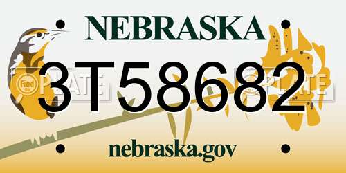 3T58682 Nebraska License Plate