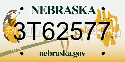 3T62577 Nebraska License Plate