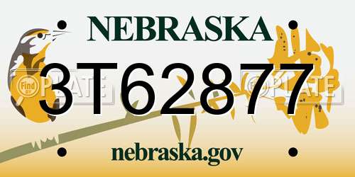 3T62877 Nebraska License Plate