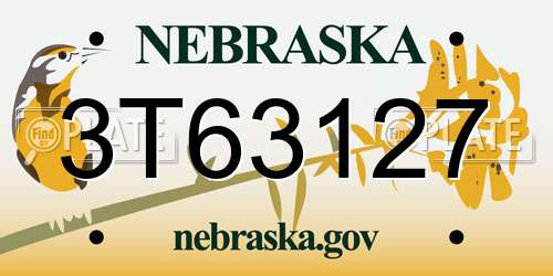 3T63127 Nebraska License Plate