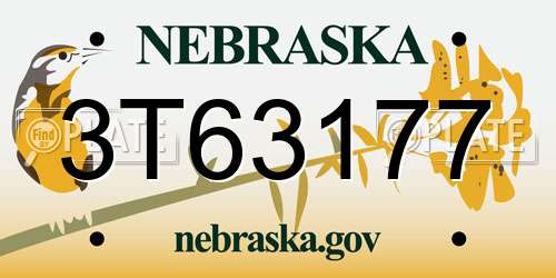 3T63177 Nebraska License Plate