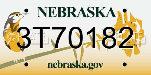 3T70182 Nebraska License Plate