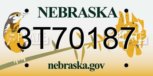 3T70187 Nebraska License Plate