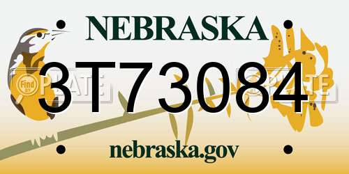 3T73084 Nebraska License Plate