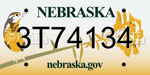 3T74134 Nebraska License Plate