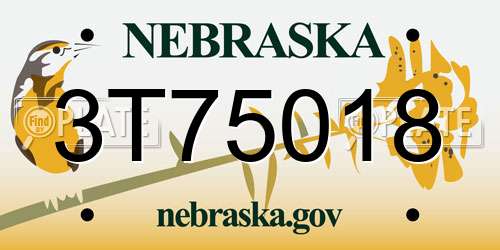 3T75018 Nebraska License Plate