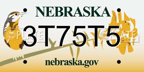 3T75T5 Nebraska License Plate