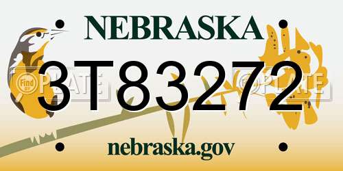 3T83272 Nebraska License Plate