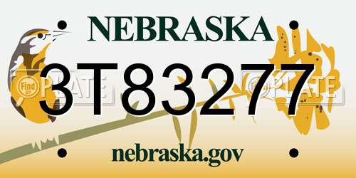 3T83277 Nebraska License Plate