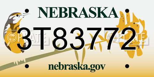 3T83772 Nebraska License Plate