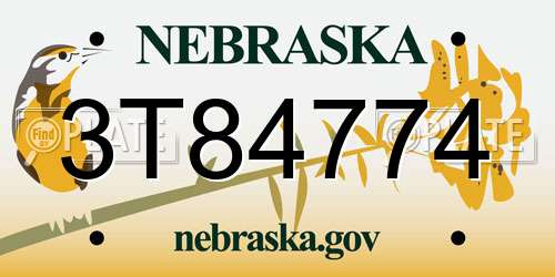 3T84774 Nebraska License Plate