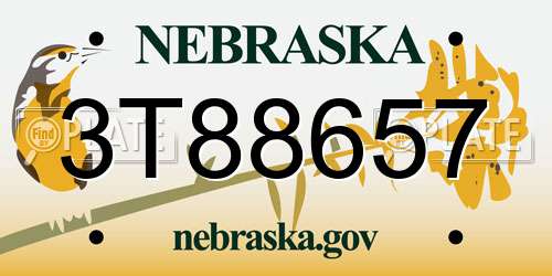 3T88657 Nebraska License Plate